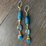 Labradorite and apatite earrings - gold - Renee Piatt Collection