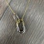 Mixed metal carabiner necklace - sterling silver and gold vermeil - Renee Piatt Collection