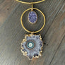 Sculptural Choker necklace with druzy and stalactite pendant - gold - Renee Piatt Collection