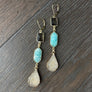 Smoky quartz, turquoise, druzy earring - gold - Renee Piatt Collection