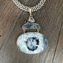 Snowdrift dendritic opal, druzy and gemstone necklace - silver - Renee Piatt Collection