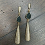 Textured metal accent earrings with druzy inserts - gold tone - Renee Piatt Collection