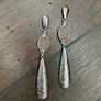 Textured metal accent earrings with druzy inserts - silver tone - Renee Piatt Collection