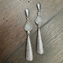 Textured metal accent earrings with druzy inserts - silver tone - Renee Piatt Collection