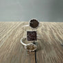Triple Geometric Druzy Ring - silver - Renee Piatt Collection