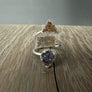 Triple Geometric Druzy Ring - silver - Renee Piatt Collection