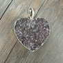XL Druzy heart "Wrap and Toggle" necklace - silver - Renee Piatt Collection