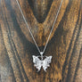 Filigree butterfly layering necklace - silver, gold