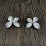Pavé cz 3d large flower stud earrings