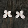 Pavé cz 3d large flower stud earrings