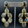 Bezel set labradorite statement earring - gold