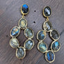 Bezel set labradorite statement earring - gold