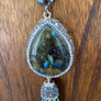 Labradorite, hematite, Swarovski tassel necklace - silver