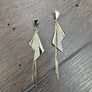 Pavé cz layered flag drop earrings - sterling silver, gold vermeil