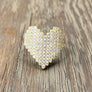 Pavé cz "Digital Heart" ring - sterling silver, gold vermeil