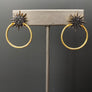 Pavé black cz sun hoops- gold, sterling silver