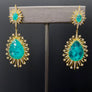 Teal green cz earrings - sterling and gold vermeil