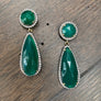 Green agate and cz teardrop earrings - sterling silver