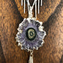 Amethyst stalactite fringe long necklace - silver