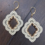 Laser cut 3d wood earrings - gold tone
