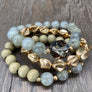 Gemstone and wood bracelet stack