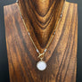 White topaz trimmed large white druzy necklace - gold/oxidized silver
