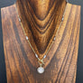 White topaz trimmed small druzy necklace - gold/oxidized silver