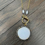White topaz trimmed large white druzy necklace - gold/oxidized silver