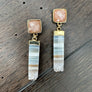 Desert Sand and sky long amethyst slice gemstone earrings - gold