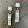 Desert Sand and sky long amethyst slice gemstone earrings - gold