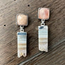 Desert Sand and sky long amethyst slice earrings - silver