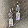 Dark rainbow coated druzy + amethyst slice earrings - silver