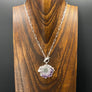 Amethyst/jasper stalactite slice Flower necklace - silver