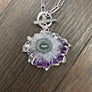 Amethyst/jasper stalactite slice Flower necklace - silver