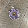 Amethyst/jasper stalactite slice Flower necklace - silver