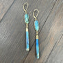 Double labradorite earrings - gold vermeil