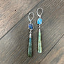 Labradorite slice drop earrings - silver