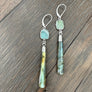 Labradorite slice drop earrings - silver