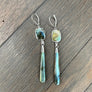 Labradorite slice drop earrings - silver