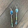 Labradorite slice drop earrings - silver