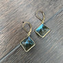 Labradorite faceted small 3d kite earrings - gold vermeil