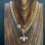 Springtime cz bee front toggle necklace - mixed metallic