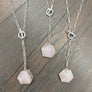 Geometrical gemstone drop Y necklace - silver