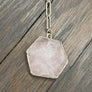 Geometrical gemstone drop Y necklace - silver