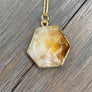 Geometrical gemstone drop Y necklace - gold