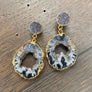 Oco geode slice earrings with druzy posts - gold