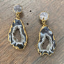 Oco geode slice earrings with druzy posts - gold