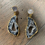 Oco geode slice earrings with druzy posts - gold