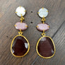 Faceted cat eye earrings - gold vermeil