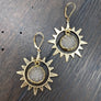 Celestial sun and druzy earrings - gold
